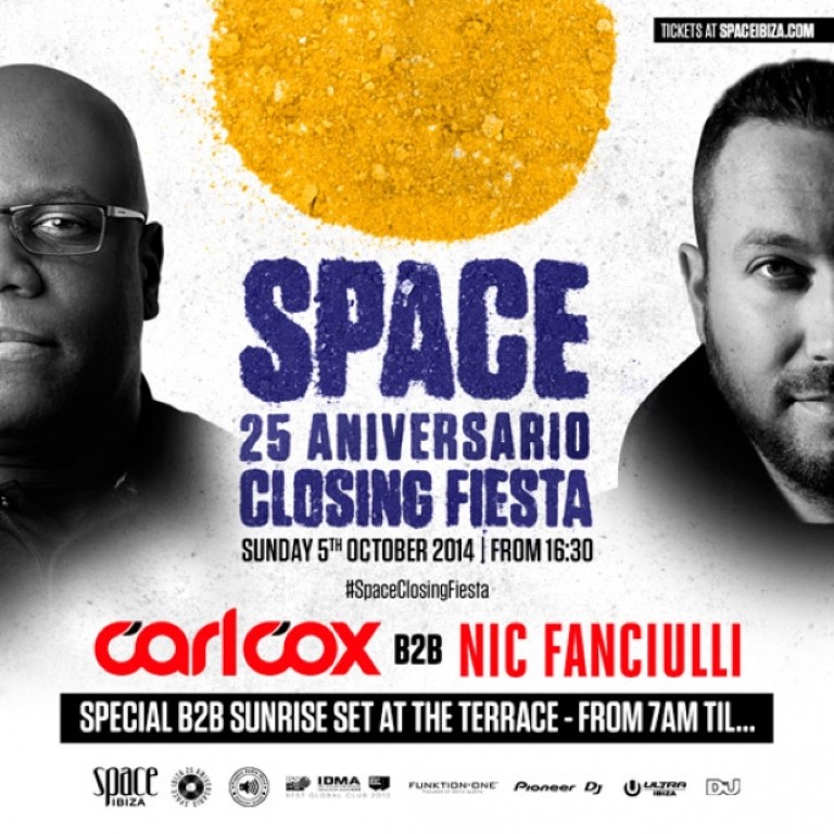 Set especial b2b de Carl Cox y Nic Fanciulli desde las 7 AM en el Space Closing Fiesta